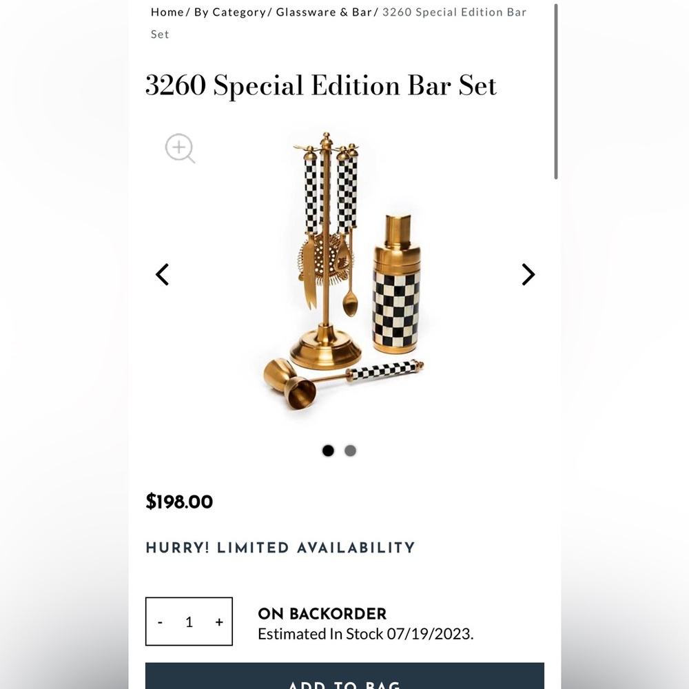 Mackenzie childs bar set.